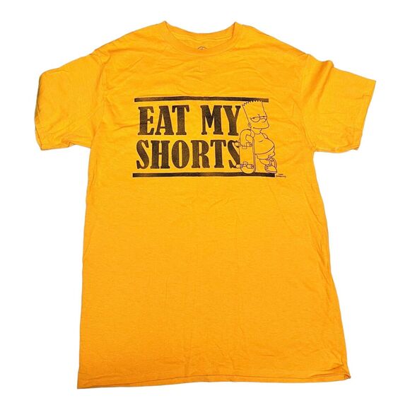Simpsons T-Shirt Mens M Yellow Eat My Shorts Bart Skateboard Graffiti Novelty - Picture 6 of 7